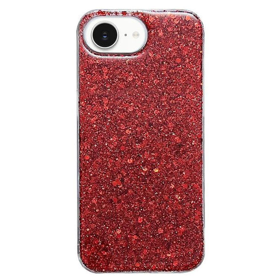 For iPhone 16e Glitter Sequins Epoxy TPU Phone Case(Red)