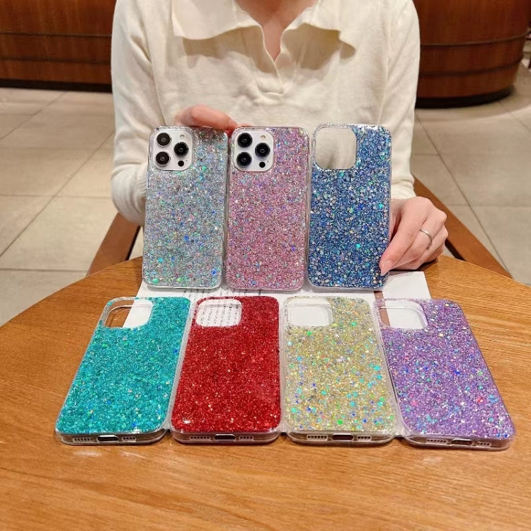 For iPhone 16 Pro Max Glitter Sequins Epoxy TPU Phone Case(Gold)