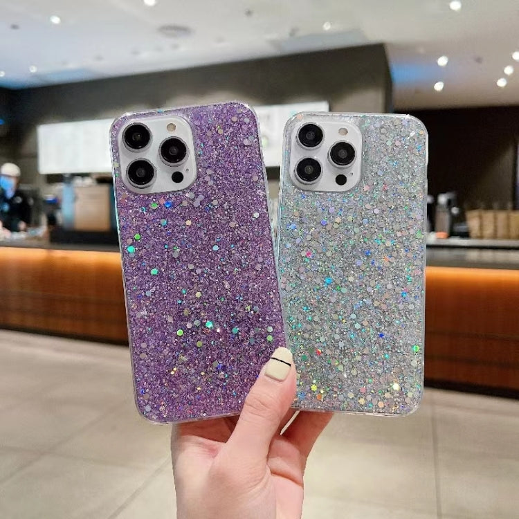 For iPhone 16 Plus Glitter Sequins Epoxy TPU Phone Case(Blue)
