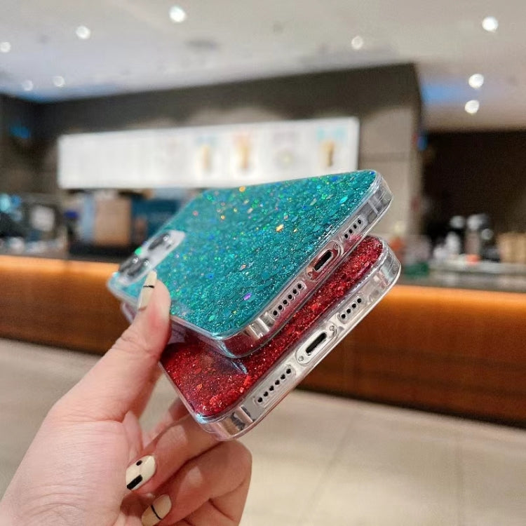 For iPhone 16 Glitter Sequins Epoxy TPU Phone Case(Green)