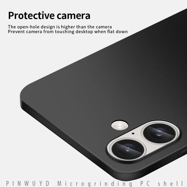 For iPhone 16 Plus PINWUYO Micro-Frosted PC Ultra-thin Hard Phone Case with Magsafe Magnetic Ring(Black)