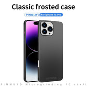 For iPhone 16 Pro PINWUYO Micro-Frosted PC Ultra-thin Hard Phone Case with Magsafe Magnetic Ring(Red)