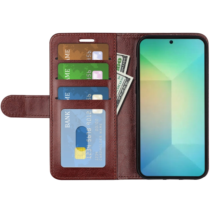 For Samsung Galaxy S25 5G R64 Texture Horizontal Flip Leather Phone Case(Brown)