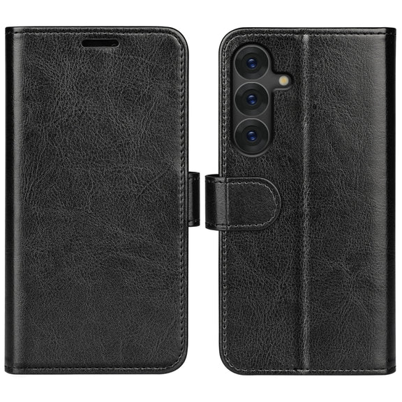 For Samsung Galaxy S25+ 5G R64 Texture Horizontal Flip Leather Phone Case(Black)