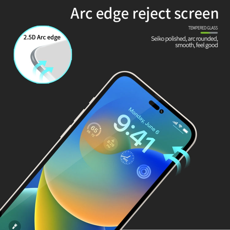 For iPhone 15 Pro MOFI 9H 2.5D Full Screen Tempered Glass Film(Black)