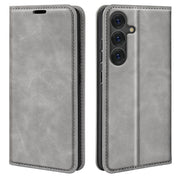 For Samsung Galaxy S25 5G Retro-skin Magnetic Suction Leather Phone Case(Grey)