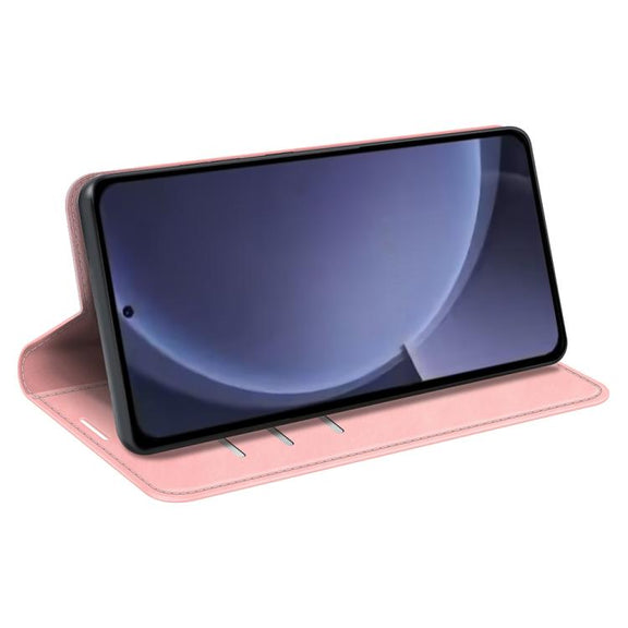 For Samsung Galaxy S25+ 5G Retro-skin Magnetic Suction Leather Phone Case(Pink)