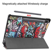 For Samsung Galaxy Tab S9+ JUNSUNMAY Custer Painted 3-Fold Stand Leather Smart Tablet Case(Graffiti)