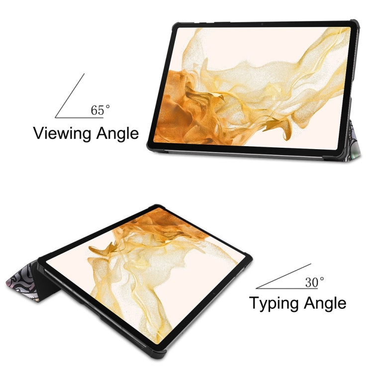 For Samsung Galaxy Tab S9+ JUNSUNMAY Custer Painted 3-Fold Stand Leather Smart Tablet Case(Graffiti)