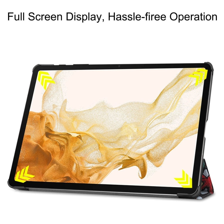 For Samsung Galaxy Tab S9+ JUNSUNMAY Custer Painted 3-Fold Stand Leather Smart Tablet Case(Graffiti)