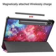 For Samsung Galaxy Tab S9+ JUNSUNMAY Custer Painted 3-Fold Stand Leather Smart Tablet Case(Galaxy)