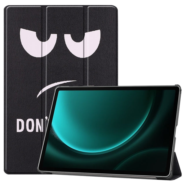 For Samsung Galaxy Tab S9 FE+ 12.4 JUNSUNMAY Custer Painted 3-Fold Stand Leather Smart Tablet Case(Big Eye)