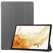For Samsung Galaxy Tab S9+ JUNSUNMAY Custer Solid Color 3-Fold Stand Leather Smart Tablet Case(Grey)