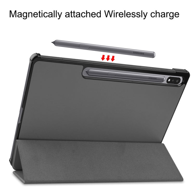 For Samsung Galaxy Tab S9+ JUNSUNMAY Custer Solid Color 3-Fold Stand Leather Smart Tablet Case(Grey)