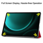 For Samsung Galaxy Tab S9 FE+ 12.4 JUNSUNMAY Custer Solid Color 3-Fold Stand Leather Smart Tablet Case(Red)