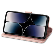 For Ulefone Note 16 Pro Four-leaf Clasp Embossed Buckle Leather Phone Case(Rose Gold)