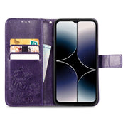 For Ulefone Note 16 Pro Four-leaf Clasp Embossed Buckle Leather Phone Case(Purple)