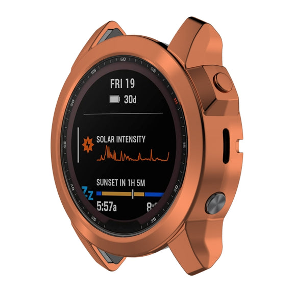 For Garmin Fenix 7 Pro Half Package Electroplated TPU Watch Protective Case(Gold)