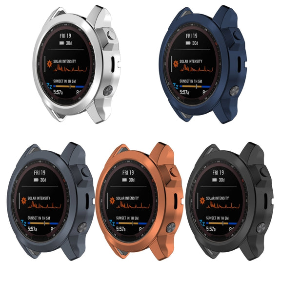 For Garmin Fenix 7 Pro Half Package Electroplated TPU Watch Protective Case(Gold)