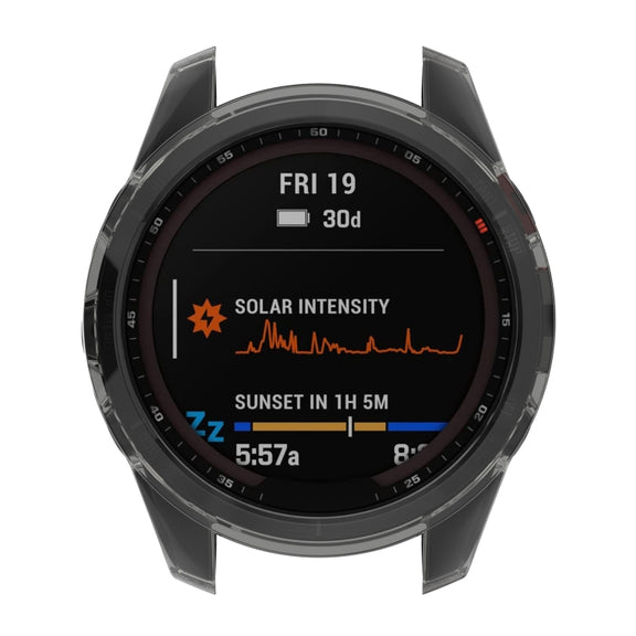 For Garmin Fenix 7S Pro Half-Package TPU Watch Protective Case(Transparent Black)
