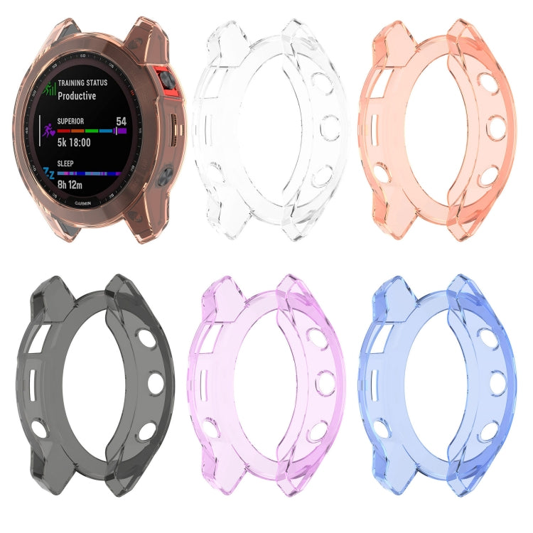 For Garmin Fenix 7S Pro Half-Package TPU Watch Protective Case(Transparent Black)