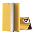 For iPhone 16 Pro Side Electroplated Adsorption Leather Phone Case(Yellow) - iPhone 16 Pro Cases by PMC TechLife | Online Shopping South Africa | PMC TechLife | Buy Now Pay Later Mobicred
