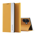 For iPhone 16 Side Electroplated Adsorption Leather Phone Case(Yellow) - iPhone 16 Cases by PMC TechLife | Online Shopping South Africa | PMC TechLife | Buy Now Pay Later Mobicred