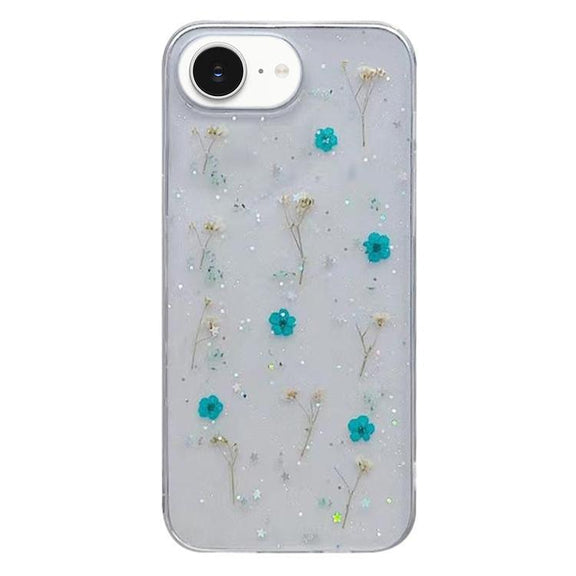 For iPhone 16e Gypsophila Flowers Pattern TPU Protective Phone Case(Green)
