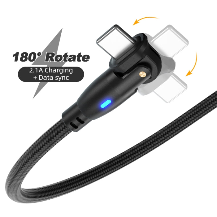ENKAY 180 Degrees Rotating USB to 8 Pin Charging Data Cable with LED Light, Length:2m(Black)