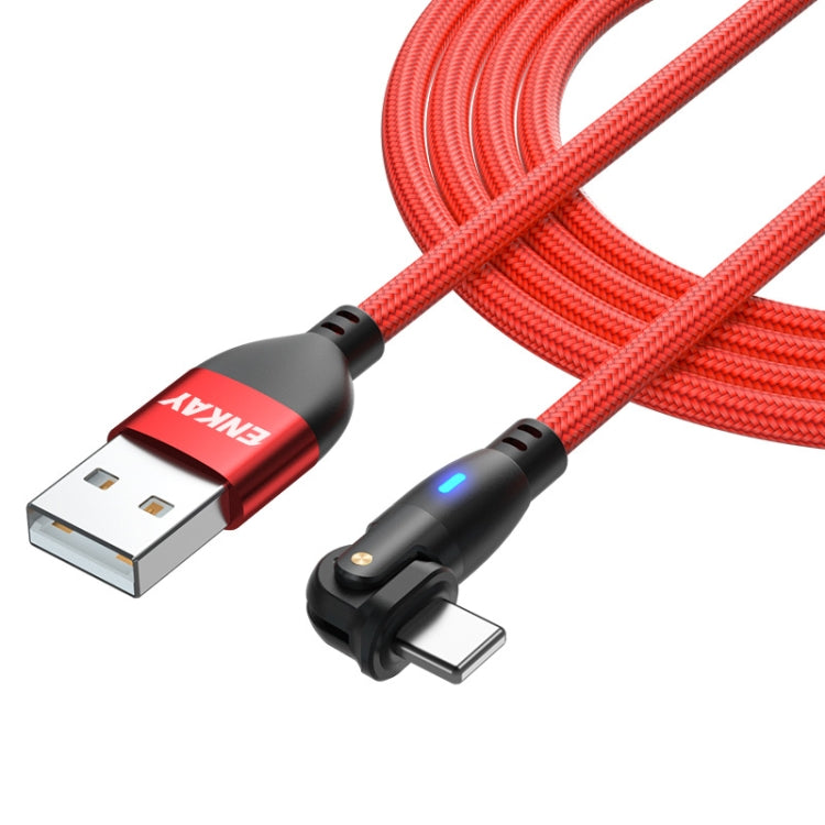 ENKAY 180 Degrees Rotating USB to 8 Pin Charging Data Cable with LED Light, Length:2m(Red)