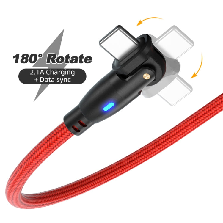 ENKAY 180 Degrees Rotating USB to 8 Pin Charging Data Cable with LED Light, Length:2m(Red)