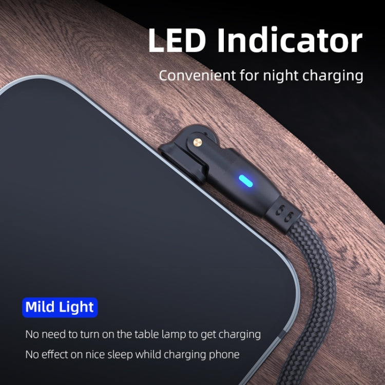 ENKAY 180 Degrees Rotating USB to 8 Pin Charging Data Cable with LED Light, Length:1m(Purple)