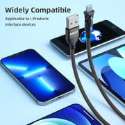 ENKAY 180 Degrees Rotating USB to 8 Pin Charging Data Cable with LED Light, Length:1m(Purple)