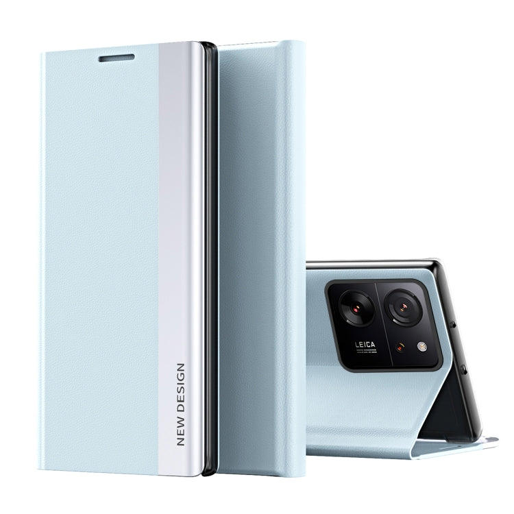 For Xiaomi 13T Pro Side Electroplated Adsorption Leather Phone Case(Blue)