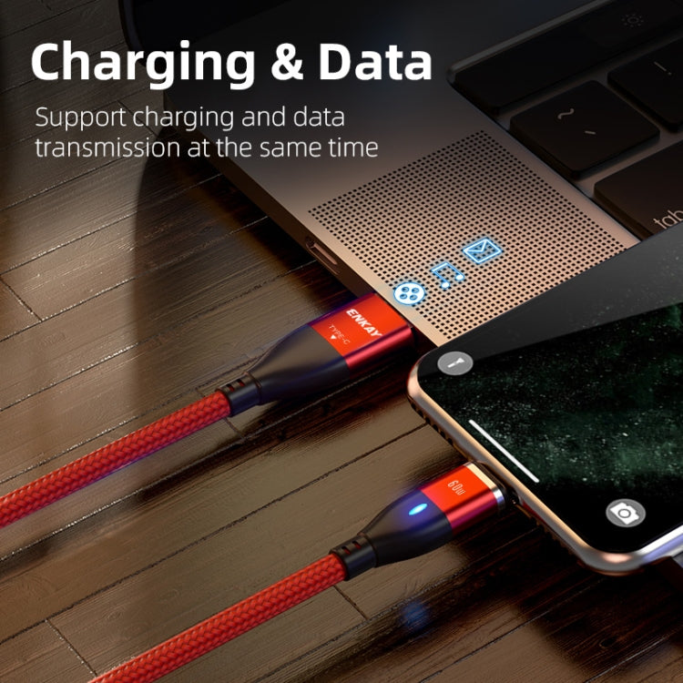 ENKAY 6-in-1 PD60W USB-A / Type-C to Type-C / 8 Pin / Micro USB Magnetic Fast Charging Cable, Cable Length:1m(Purple)
