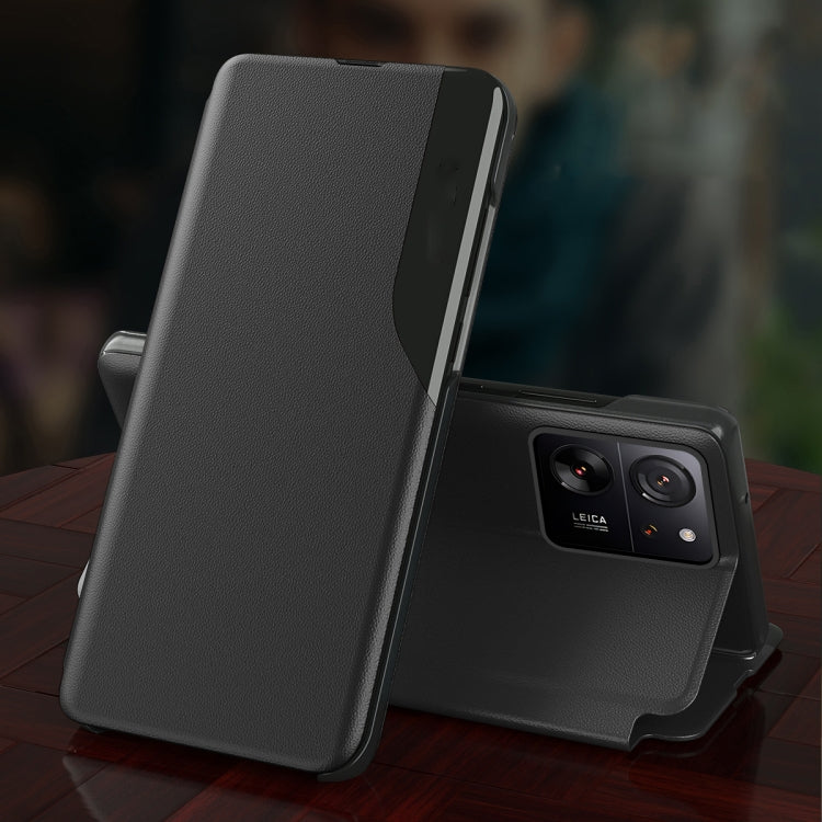 For Xiaomi Redmi 13C Attraction Flip Holder Leather Phone Case(Black)