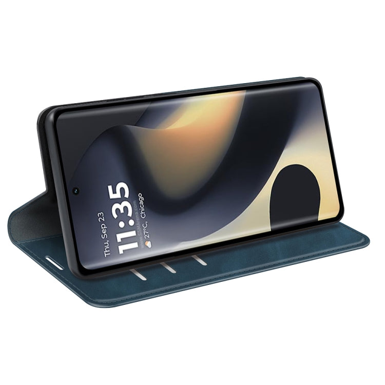 For Motorola Edge 5G 2024 Retro-skin Magnetic Suction Leather Phone Case(Dark Blue)