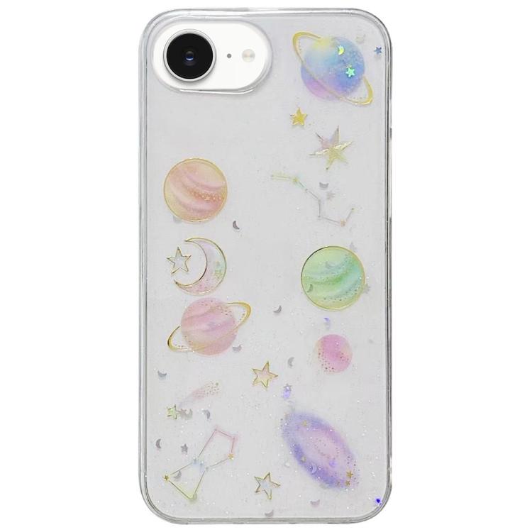 For iPhone 16e Cosmic Star Glitter Epoxy TPU Phone Case(Transparent)