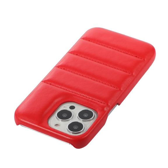 For iPhone 15 Pro Down Jacket Airbag Shockproof Phone Case(Red)