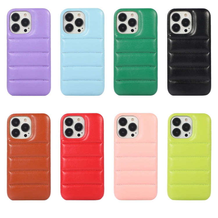 For  iPhone 15 Pro Max Down Jacket Airbag Shockproof Phone Case(Purple)