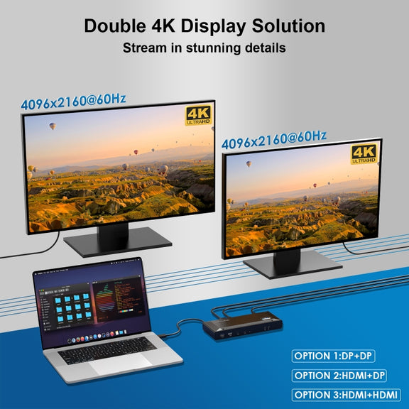 Wavlink UG69PD2 Dual 4K Fast Charging Integrated Docking Station, Plug:US Plug