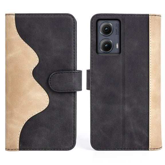 For Motolora Edge 5G 2024 Stitching Horizontal Flip Leather Phone Case(Black)