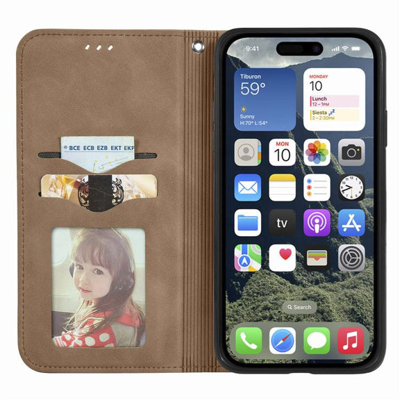 For iPhone 16e Retro Skin Feel Magnetic Flip Leather Phone Case(Brown)