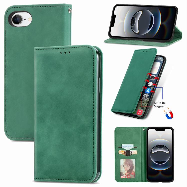 For iPhone 16e Retro Skin Feel Magnetic Flip Leather Phone Case(Green)