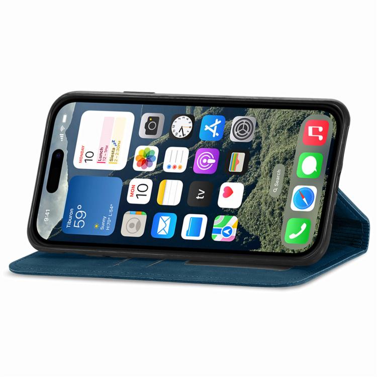 For iPhone 16e Retro Skin Feel Magnetic Flip Leather Phone Case(Blue)