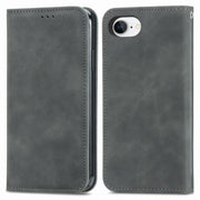 For iPhone 16e Retro Skin Feel Magnetic Flip Leather Phone Case(Gray)