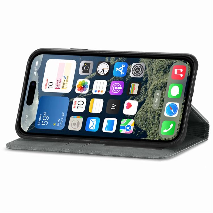 For iPhone 16e Retro Skin Feel Magnetic Flip Leather Phone Case(Gray)