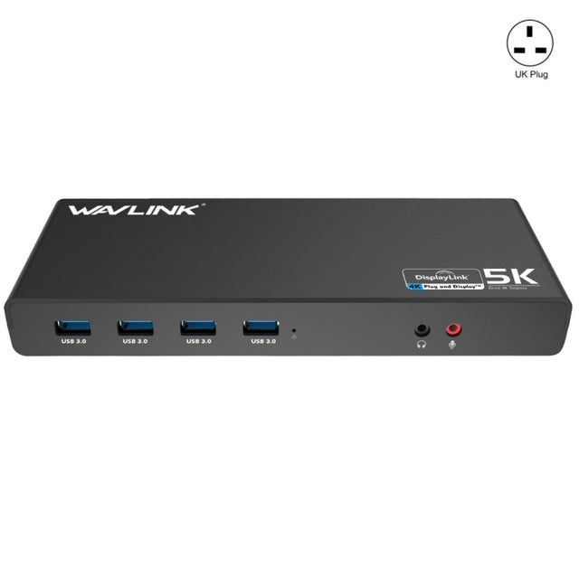 Wavlink UG69DK1 5K Type-C Dual Display USB 3.0 Video Gigabit Ethernet HDMI Docking Station, Plug:UK Plug