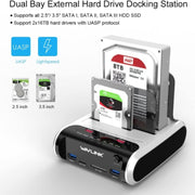 Wavlink ST336A SSD HDD Fast Offline Clone SATA  USB 3.0 External Hard Drive Case(UK Plug)