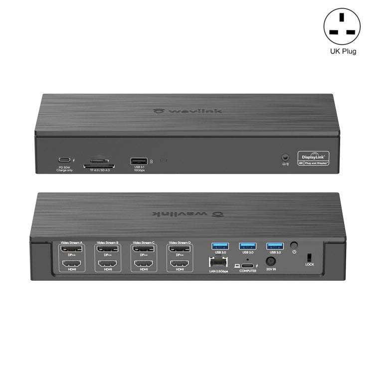 Wavlink UG69PD8 100W PD 18 in 1 Type-C Dock Compatible Type-C Universal Docking Station, Plug:UK Plug